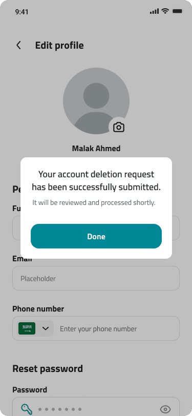 شاشات حذف الحساب